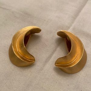 Brushed gold clip earrings. Sensual design & curves. Marked w R and L placement
